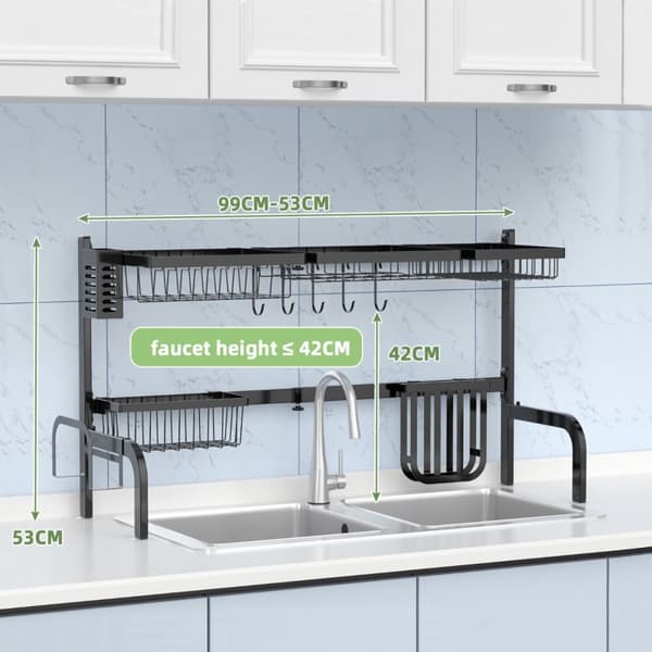 Over Sink Opvaskestativ, 53-99x30x53 cm, Sort