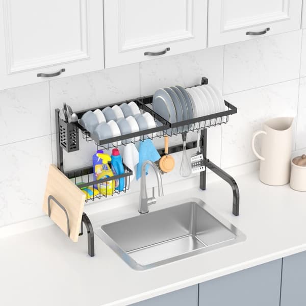 Over Sink Opvaskestativ, 53-99x30x53 cm, Sort