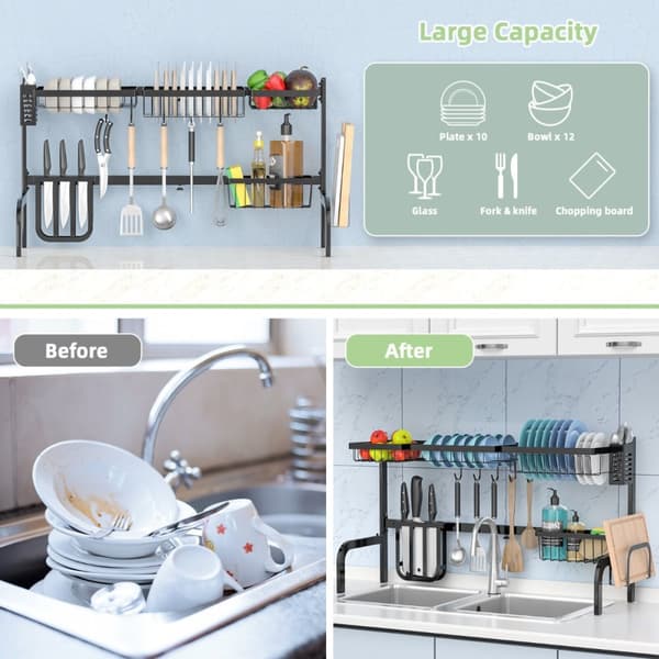 Over Sink Opvaskestativ, 53-99x30x53 cm, Sort