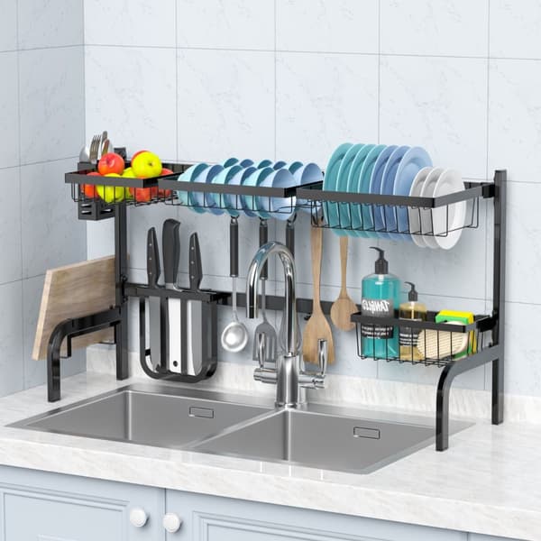 Over Sink Opvaskestativ, 53-99x30x53 cm, Sort