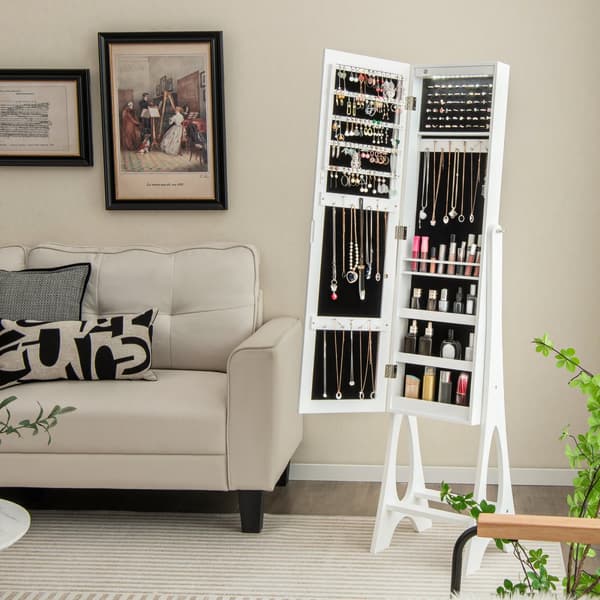 Smyckesskåp Armoire Organisatör, 14.5x13.5x61 tum, Vit
