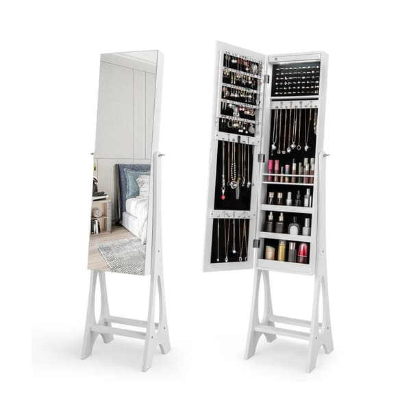 Smyckesskåp Armoire Organisatör, 14.5x13.5x61 tum, Vit