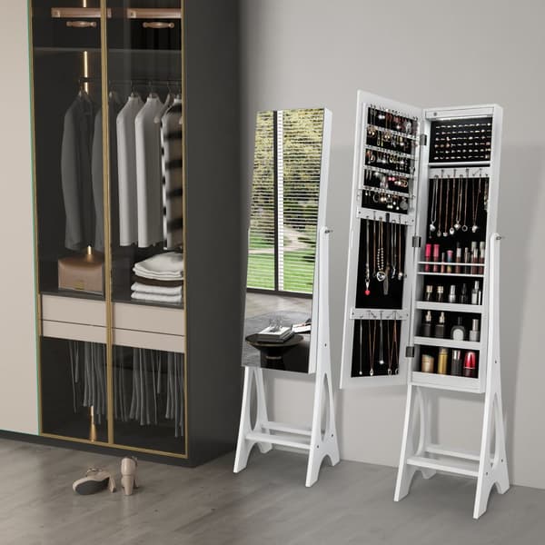 Smyckesskåp Armoire Organisatör, 14.5x13.5x61 tum, Vit