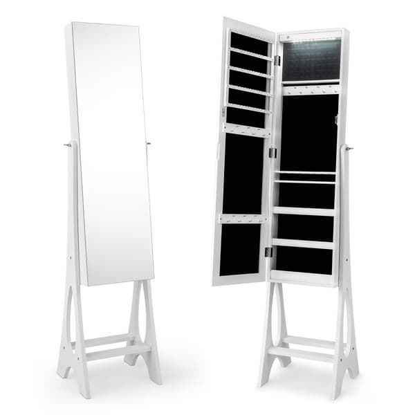 Smyckesskåp Armoire Organisatör, 14.5x13.5x61 tum, Vit