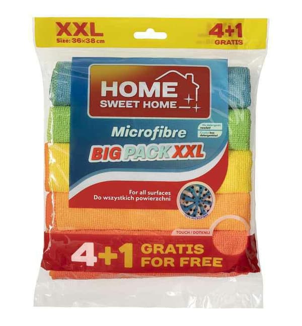 Spontex HSH Mikrofiberduk Storpack XXL 4+1 Gratis 400000018...