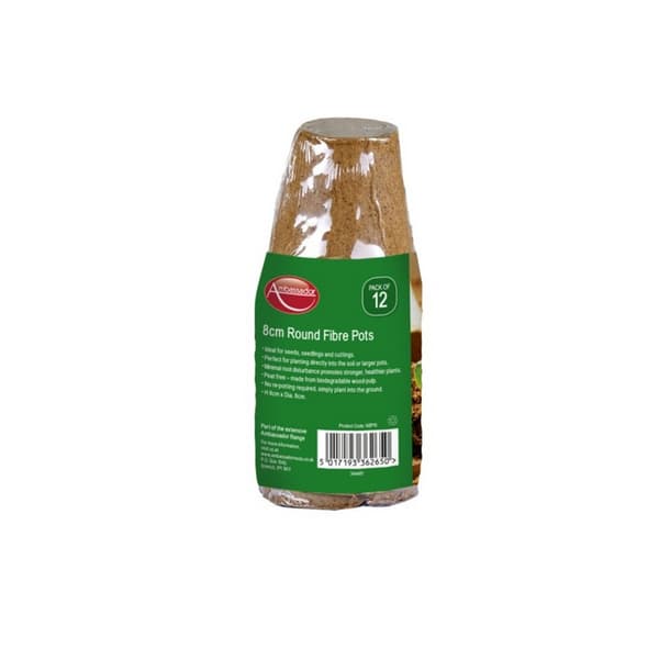 Ambassador Round Fibre Plant Pots (Pack Of 12) Brown One Size