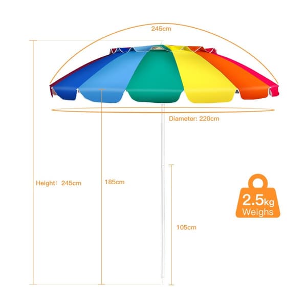 Utomhusparasoll, 2,45m x 2,45m, Multifärgad