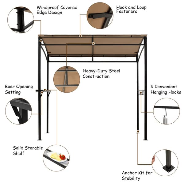 Terrasse Grilltelt, 216x134x211 cm, Brun