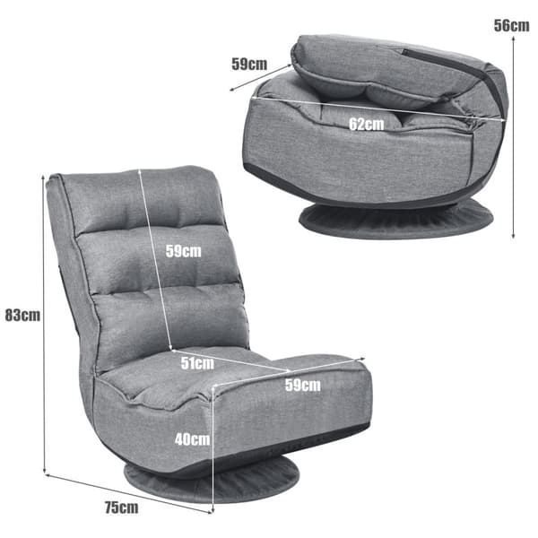 Drejelig Lounge Sofa Seng, 59x75x83 cm, Grå