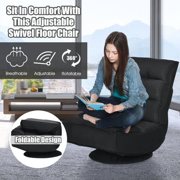 Svingbar loungesovesofa, 59x75x83 cm, Sort