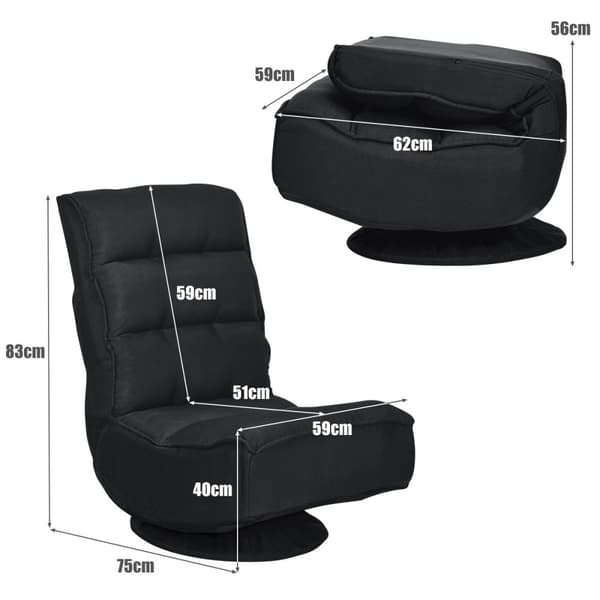 Svingbar loungesovesofa, 59x75x83 cm, Sort