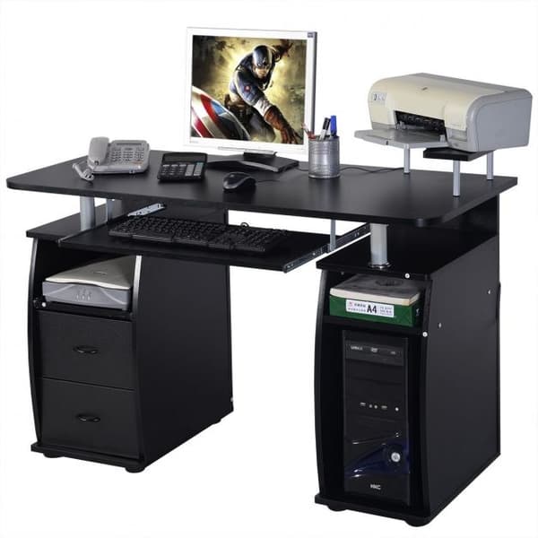 Computerskrivebord, 119x55x88 cm, Sort/Hvid
