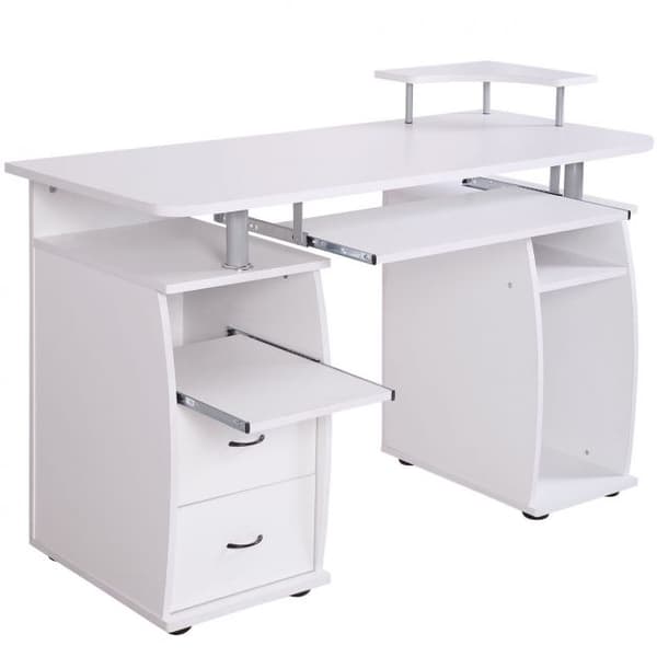 Computerskrivebord, 119x55x88 cm, Sort/Hvid