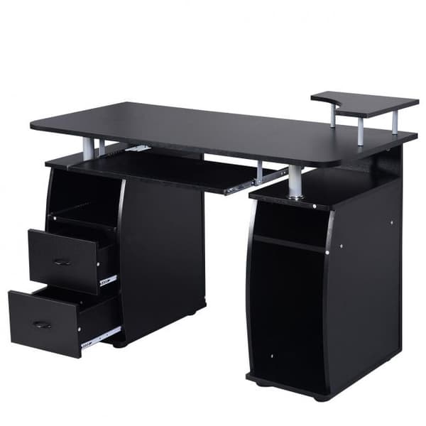 Computerskrivebord, 119x55x88 cm, Sort/Hvid