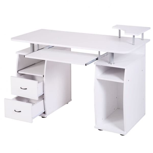Computerskrivebord, 119x55x88 cm, Sort/Hvid
