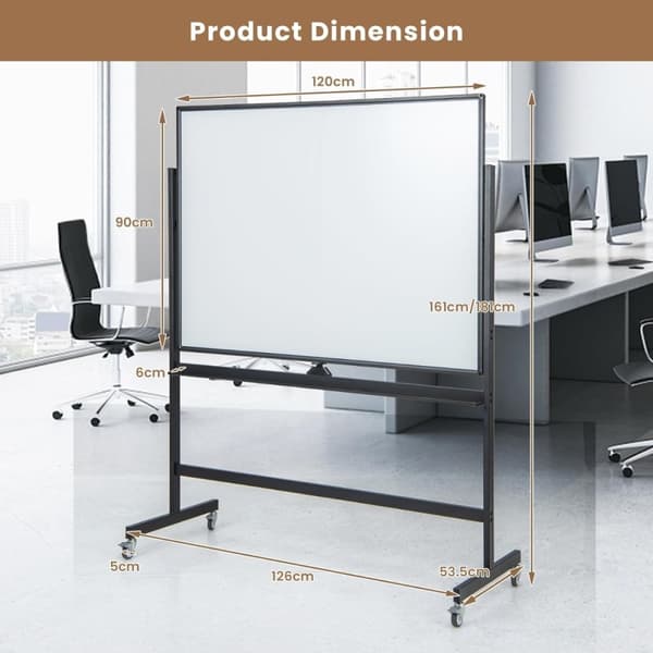 Mobil whiteboard, 120x90 cm, sort