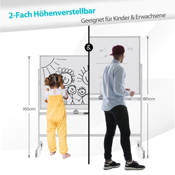 Whiteboard, 126x53,5x160-180 cm