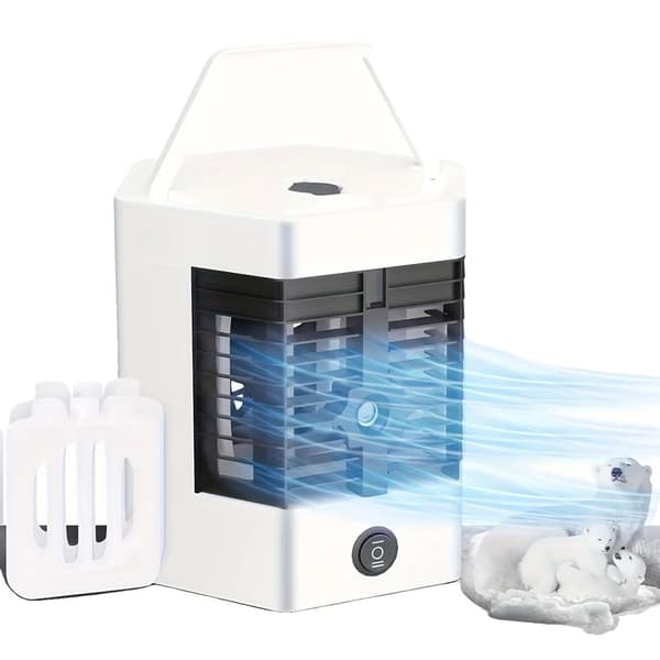 Mini personlig airconditioner, 3-i-1 kølefunktion, super stille drift,Hvid