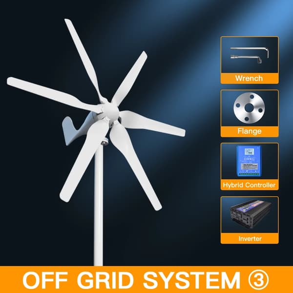 Vindkraftverk, 2000W effektutgång, MPPT-regulator,2000W, 12V, Med Off Grid System
