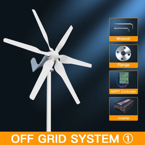 Vindkraftverk, 2000W effektutgång, MPPT-regulator,2000W, 48V, Med Off Grid System