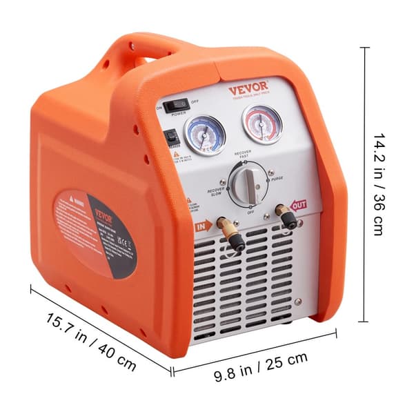 Kølemiddelgenvindingsmaskine, 3/4 HK motor, letvægtsdesign,3 4HK