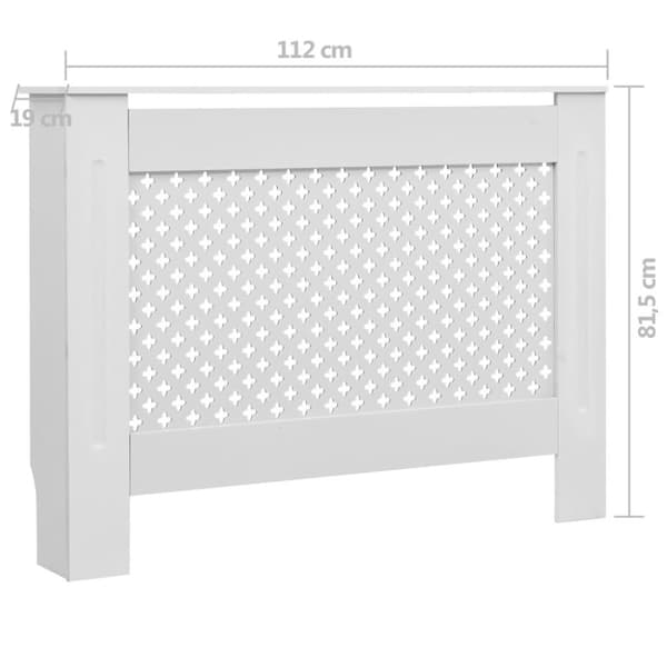 vidaXL Lämpöpatterin suojat 2 kpl valkoinen 112x19x81,5 cm MDF