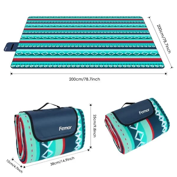 Udendørs tæppe, vandtæt, foldbart, Blå 2x2m
