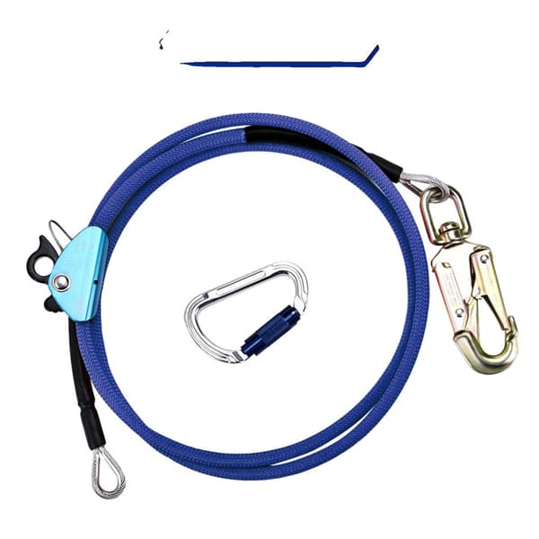 Wire-Core Flip Line Kit, Justerbar 8ft Længde, Triple Lock Karabinclip,12mmx2.4m