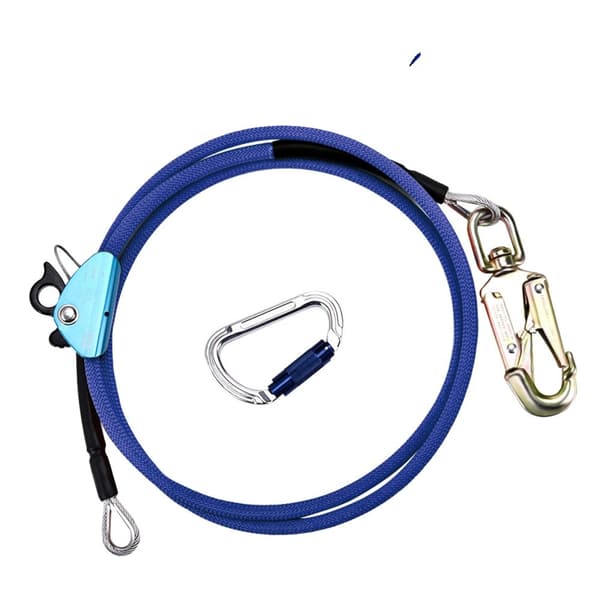 Wire-Core Flip Line Kit, Justerbar 8ft Længde, Triple Lock Karabinclip,12mmx3,6m