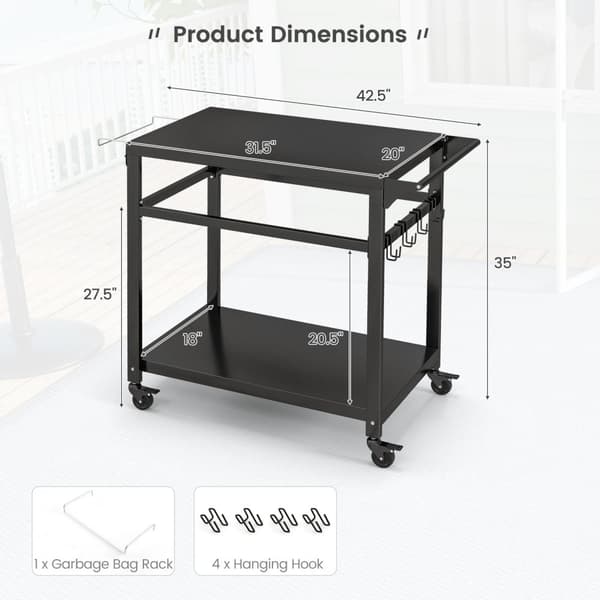 Grillvagn, 42,5x20x35 tum, Svart
