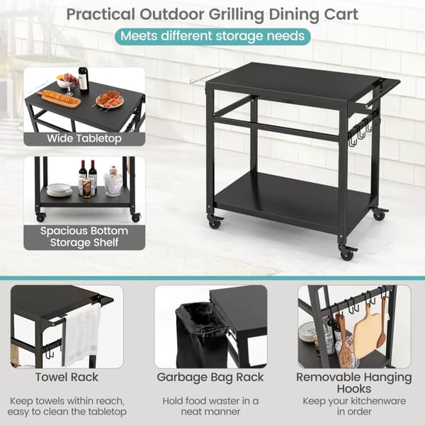 Grillvagn, 42,5x20x35 tum, Svart