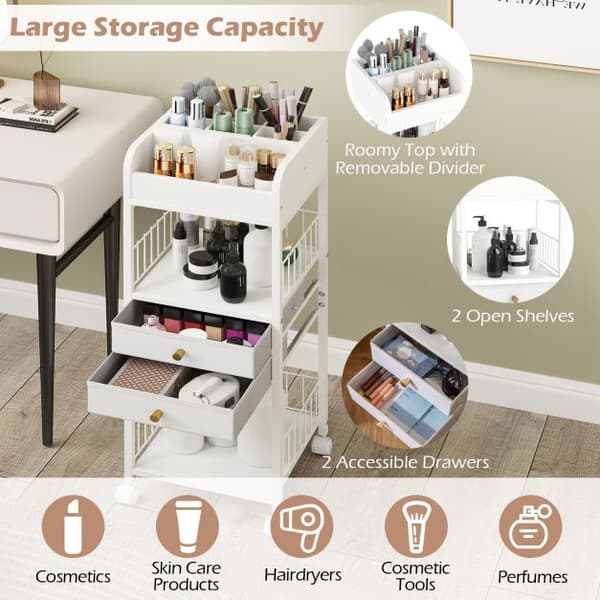 Hudplejeorganizer Vogn, 30x30x90 cm, Hvid