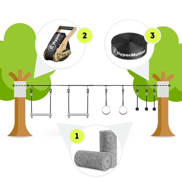 Ninja-esterata lapsille – HyperMotion Slackline 7 estin setti, ulkoleikki, jopa 113 kg