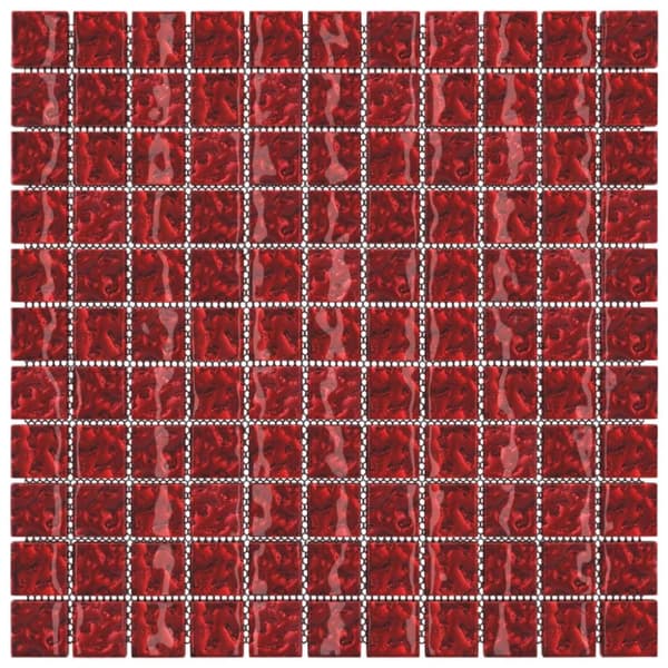 vidaXL mosaikfliser 11 stk. 30x30 cm glas rød