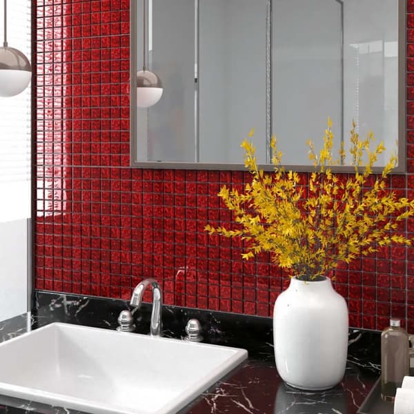 vidaXL mosaikfliser 11 stk. 30x30 cm glas rød