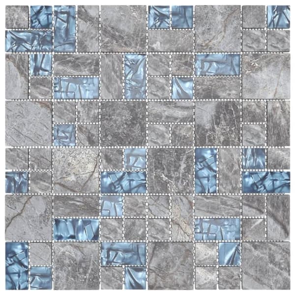 vidaXL mosaikfliser 11 stk. 30x30 cm glas grå og blå