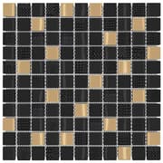 vidaXL mosaikfliser 11 stk. 30x30 cm glas sort og guld