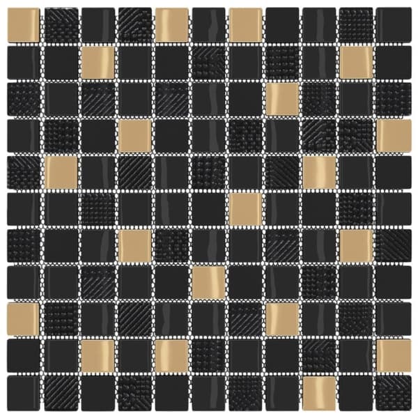 vidaXL mosaikfliser 11 stk. 30x30 cm glas sort og guld