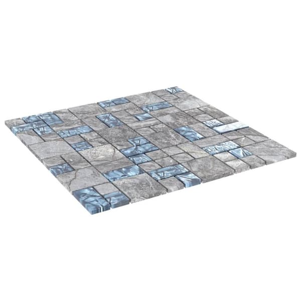 vidaXL Mosaikkfliser 22 stk grå og blå 30x30 cm glass