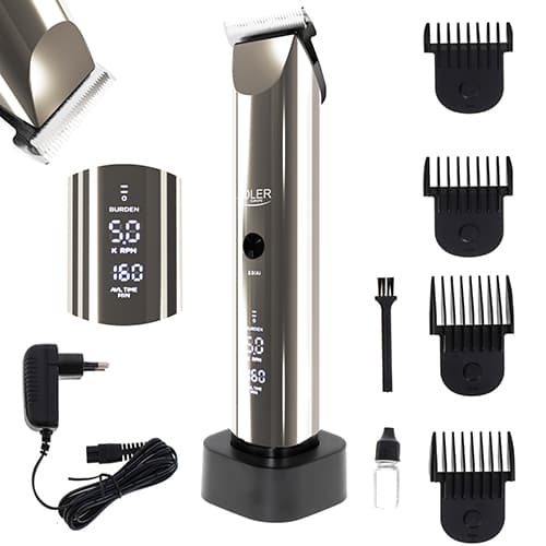 Adler AD 2834 Hårtrimmer LCD som visar batteri, hastighet & underhåll