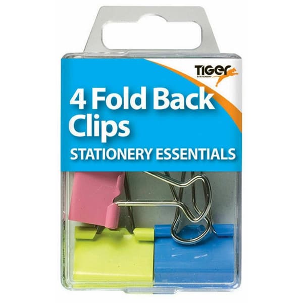 Tiger Stationery Essential Bulldog Clips (Pack of 4) Multicoloured One Size
