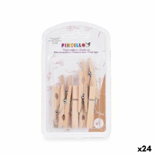 Klämmor Pincello 401 Brun Trä Stor (24 antal)