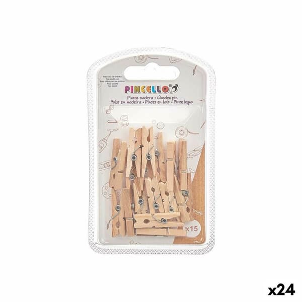 Klämmor Pincello 399 Brun Trä Liten (24 antal)