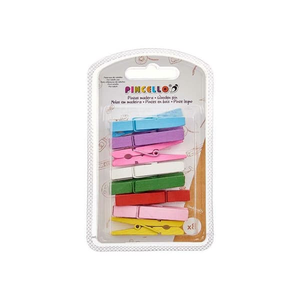 Klämmor Pincello 398 Multicolour Trä Stor (24 antal)