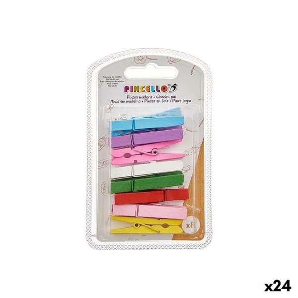 Klämmor Pincello 398 Multicolour Trä Stor (24 antal)