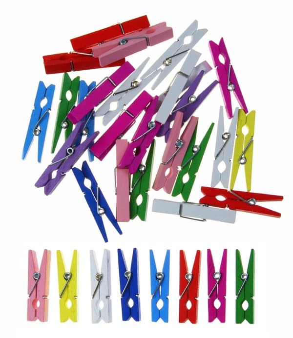 Træclips farvet 3,5 cm 24 stk Shan SS04