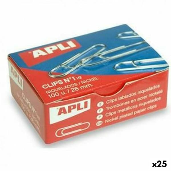 Klipp Apli Nº 1½ Sølv 26 mm (10 Deler) (25 enheter)