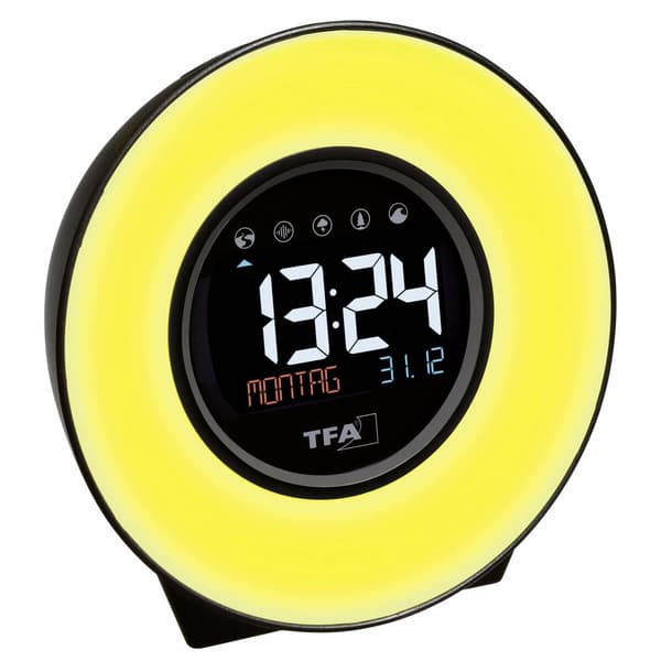 TFA Dostmann 60.2023.02 Kvarts Väckarklocka Vit, Blå, Gul, Grön, Rosa, Röd, Ljusblå Larmtider 1 Stor display