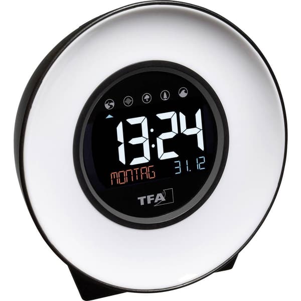 TFA Dostmann 60.2023.02 Kvarts Väckarklocka Vit, Blå, Gul, Grön, Rosa, Röd, Ljusblå Larmtider 1 Stor display