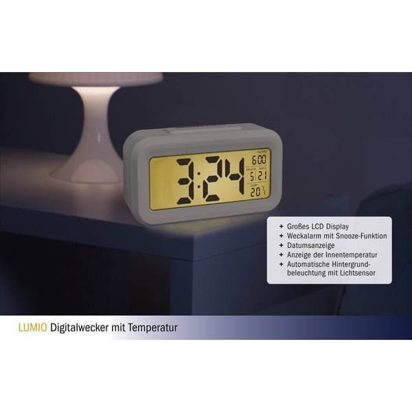 TFA Dostmann 60.2018.02 Kvarts Väckarklocka Vit Larmtider 1